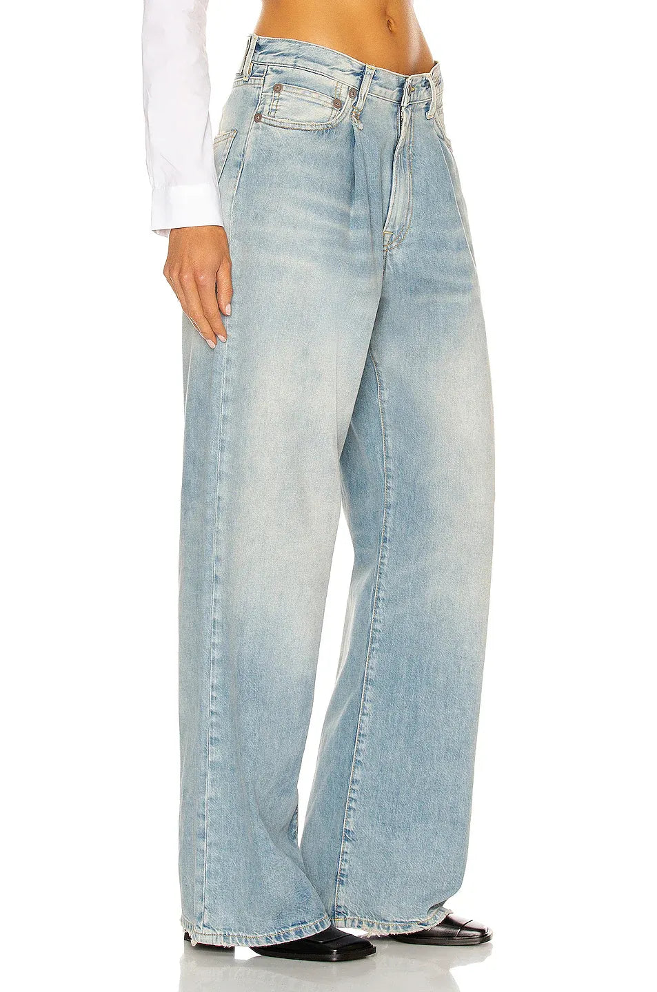 Jeans Damon Pleated Wide Leg in Lennon Blue