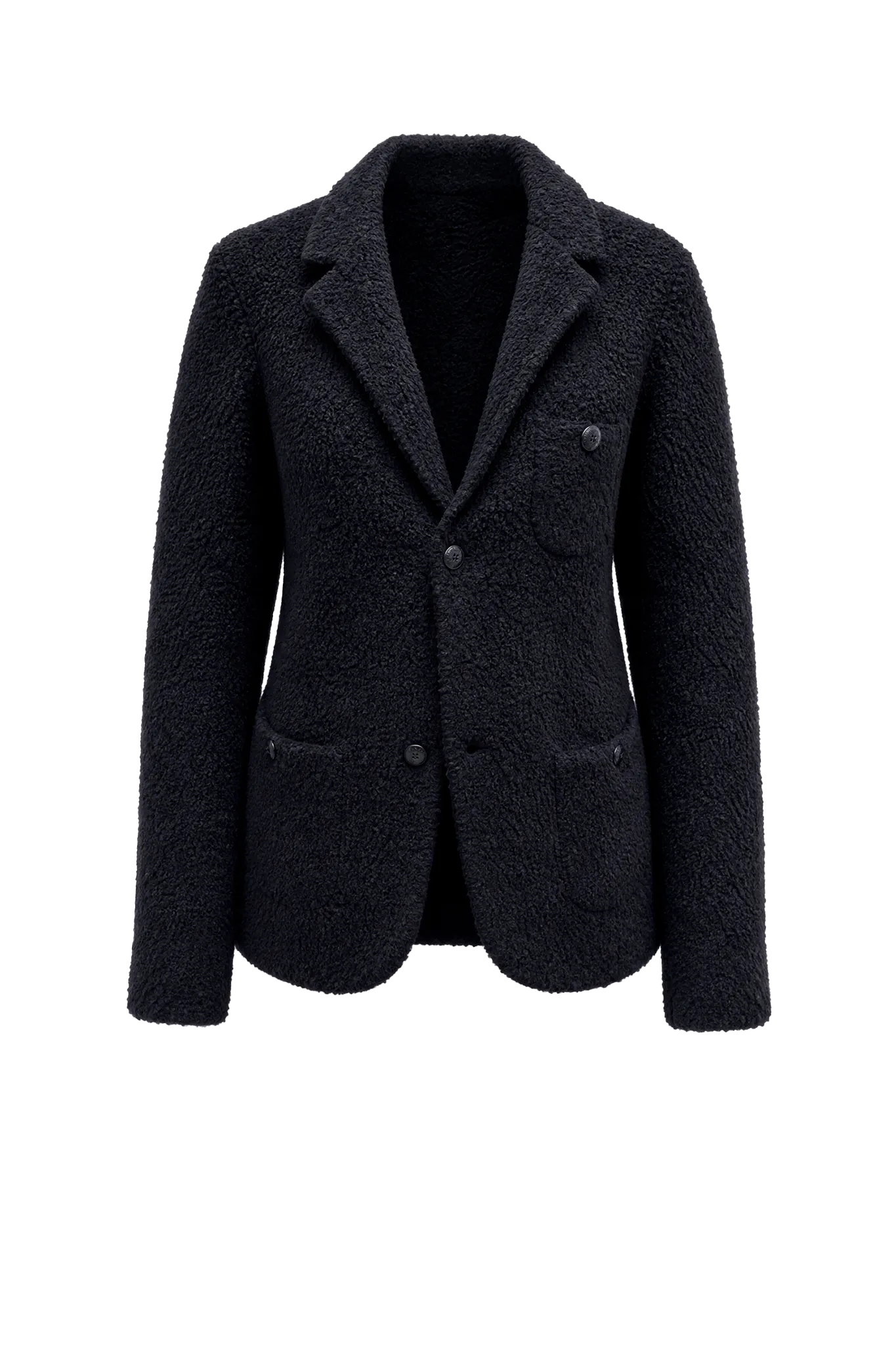Blazer Shrunken Sweater in Black Boucle