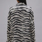 Shirt Shredded Seam Drop Neck in Black & White Zebra