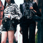 Shirt Shredded Seam Drop Neck in Black & White Zebra
