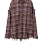 Shirt Shredded Seam Drop Neck in Brown Pink Plaid