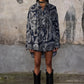 Shirt Shredded Seam Ruffle in Black Paisley Multi Print