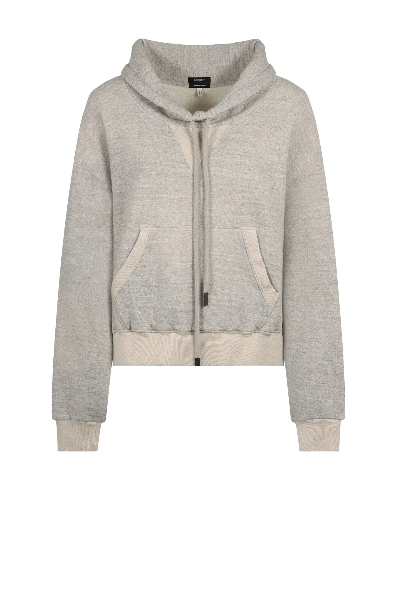 Hoodie Cinched Hem Popover in Heather Gray Oatmeal
