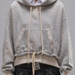 Hoodie Cinched Hem Popover in Heather Gray Oatmeal