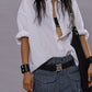 Drop Neck Oxford Shirt in White