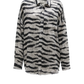 Shirt Shredded Seam Drop Neck in Black & White Zebra