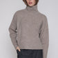 Pullover Oversized Turtle Neck in Dark Beige Melange