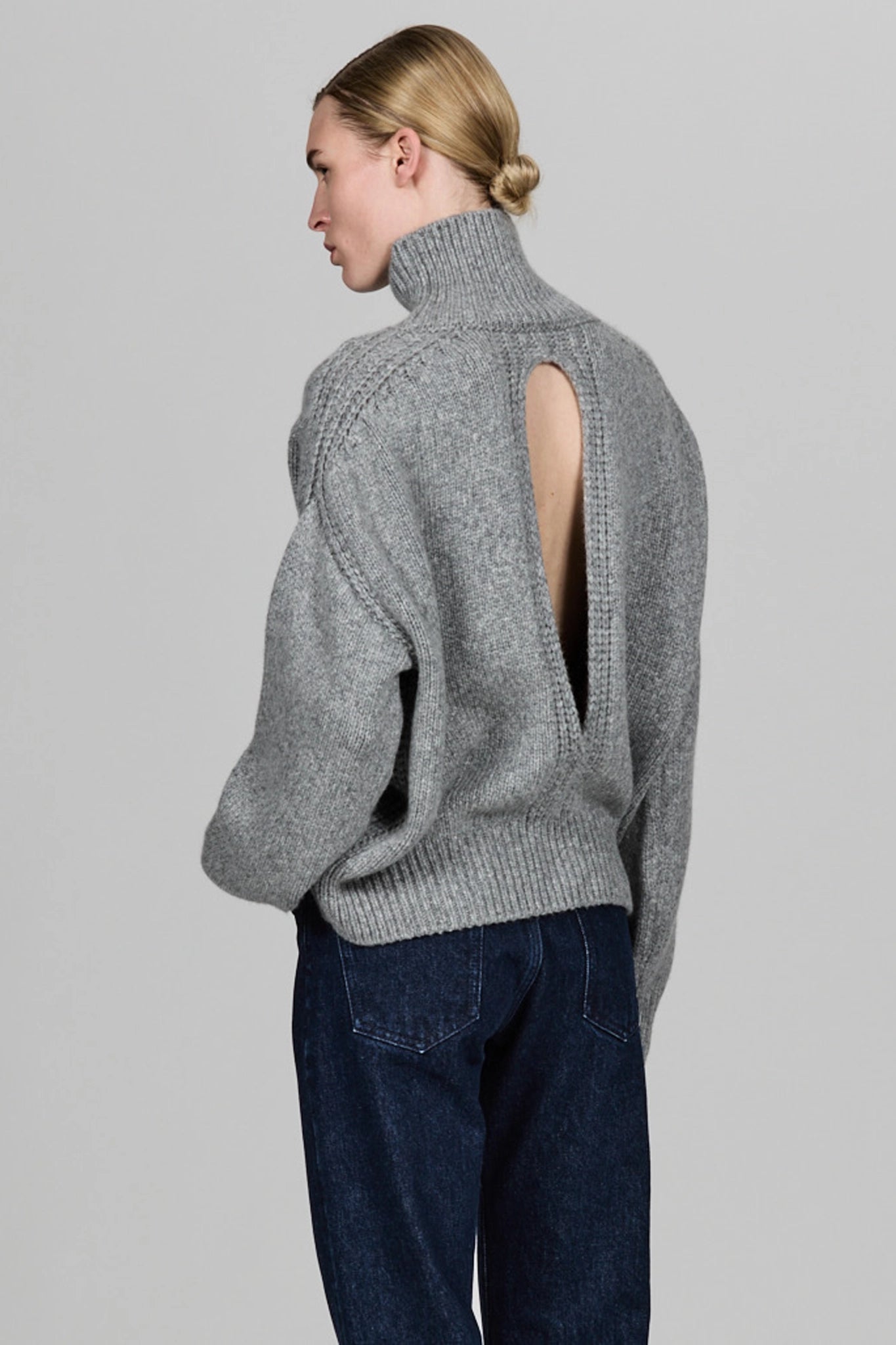 Pullover Raglan High Neck in Grey