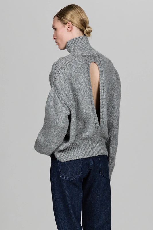 Pullover Raglan High Neck in Grey