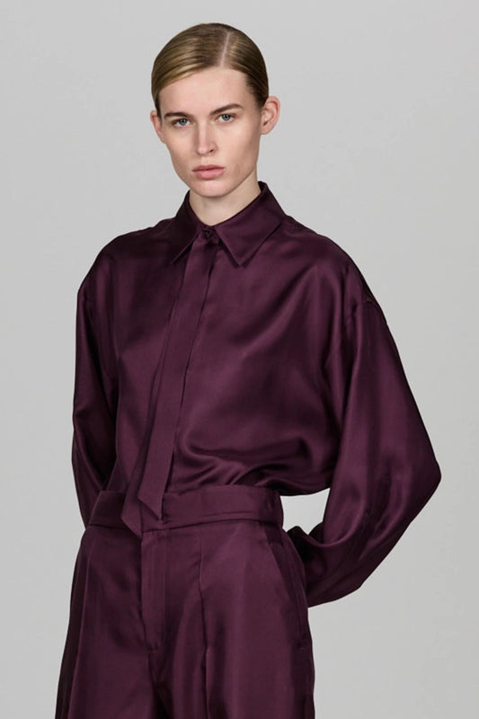Shirt Su Satin in Bordeaux
