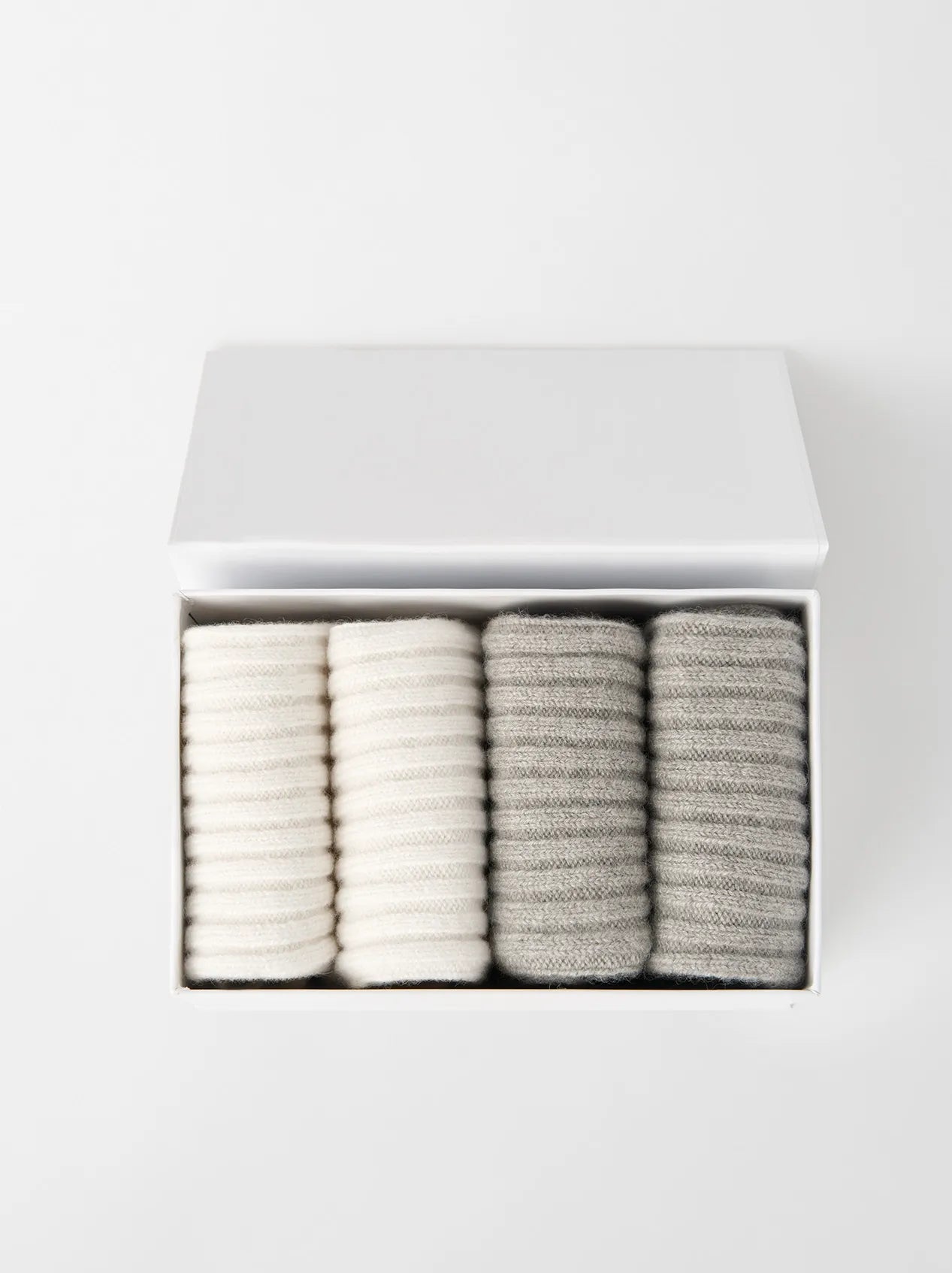 Cashmere Socks in Greige & Featherwhite