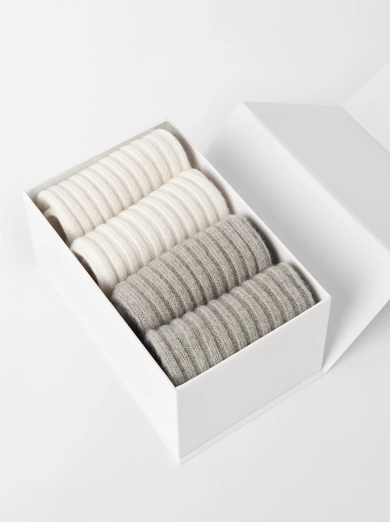 Cashmere Socks in Greige & Featherwhite