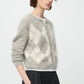 Cardigan Argyle in Greige
