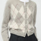 Cardigan Argyle in Greige