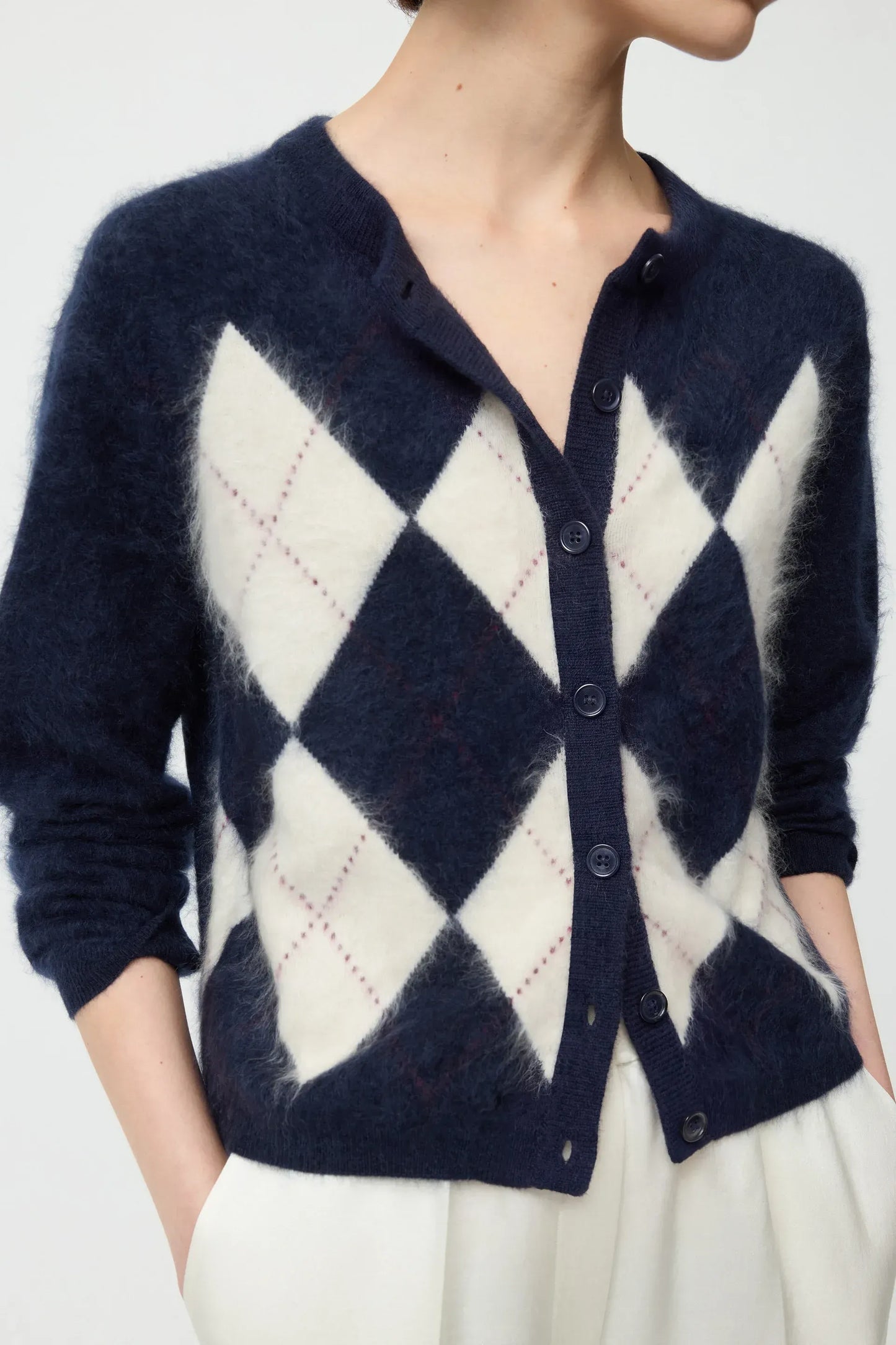 Cardigan Argyle in Navy