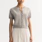 Cardigan Brushed Short Sleeve in Greige