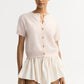 Cardigan Brushed Short Sleeve in Powder