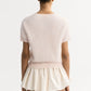 Cardigan Brushed Short Sleeve in Powder
