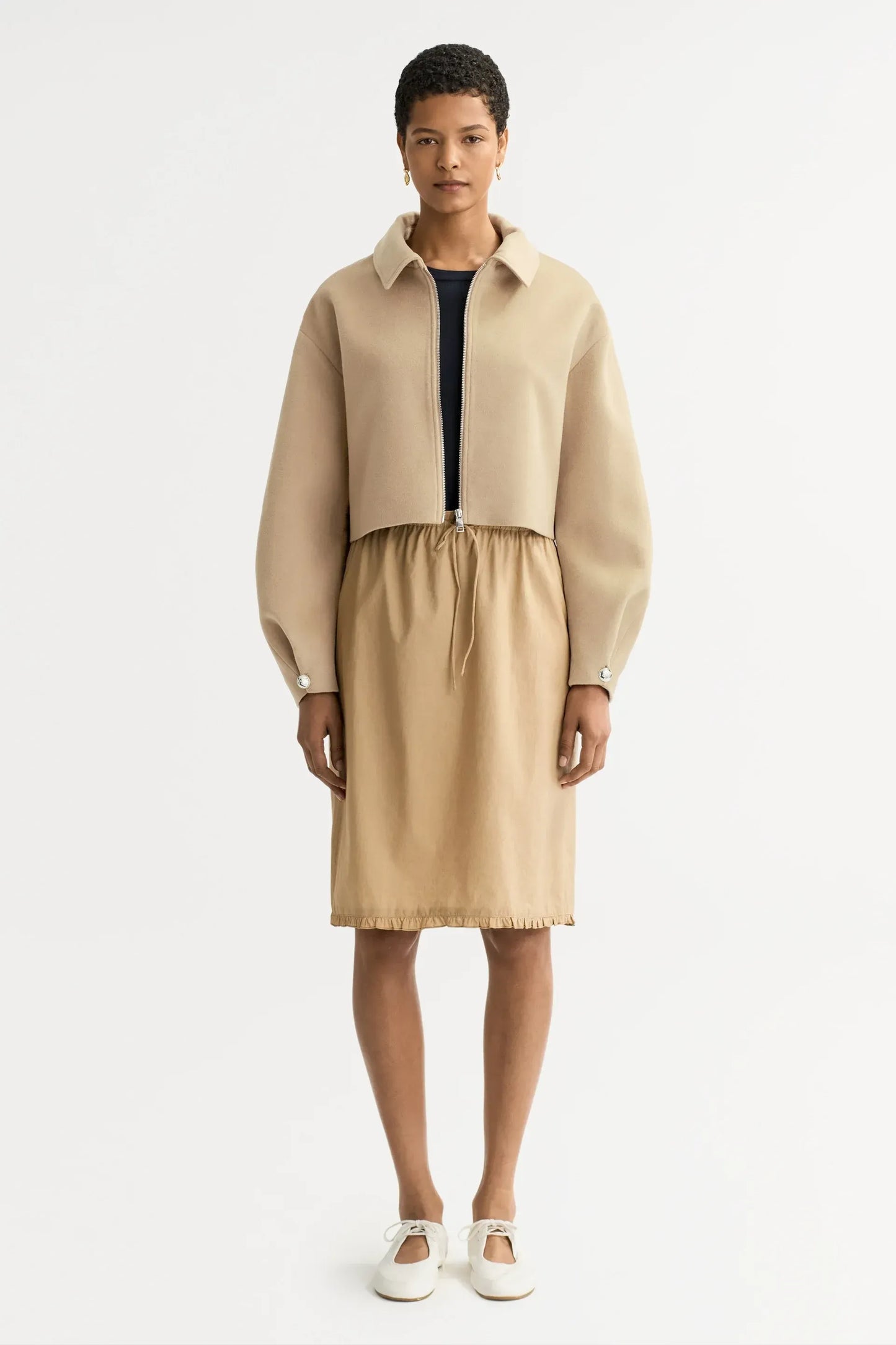 Jacke Zip in Camel
