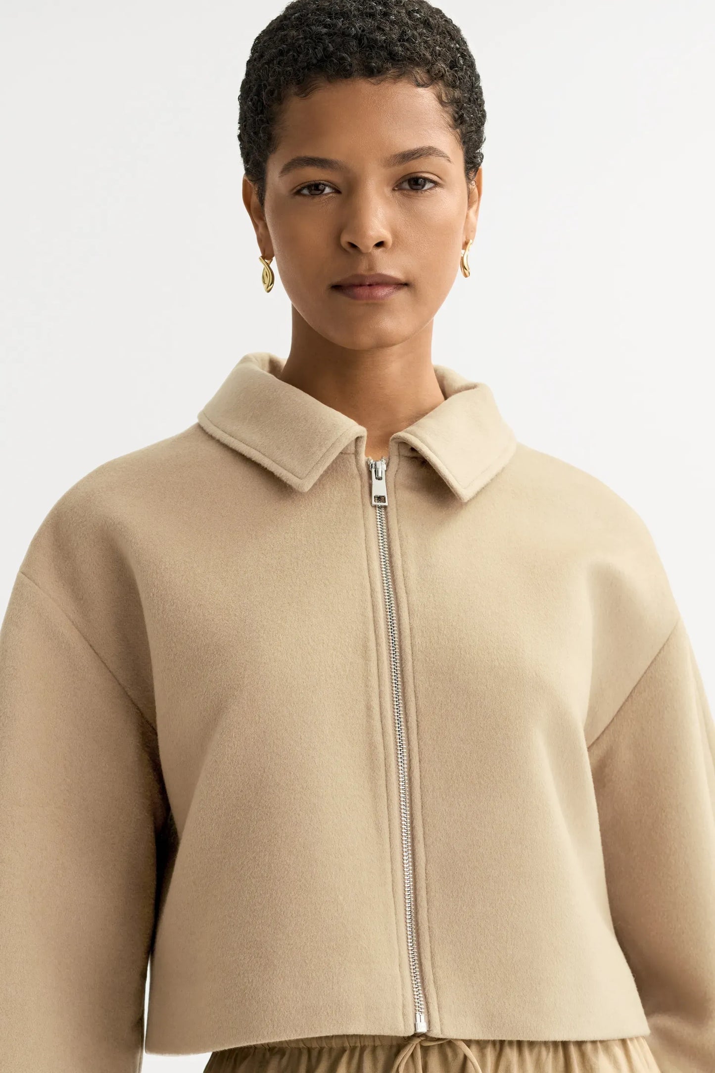 Jacke Zip in Camel