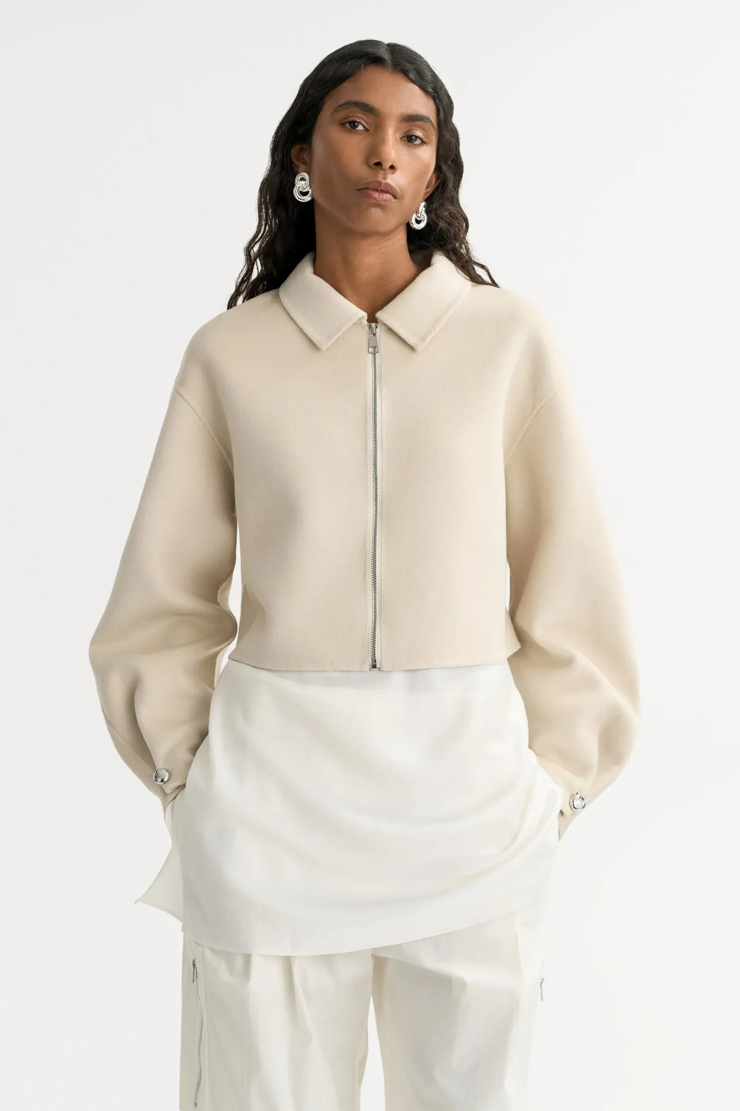 Jacke Zip in Cream