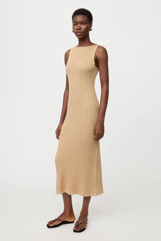 Kleid Fine Knit Cable Knit in Camel