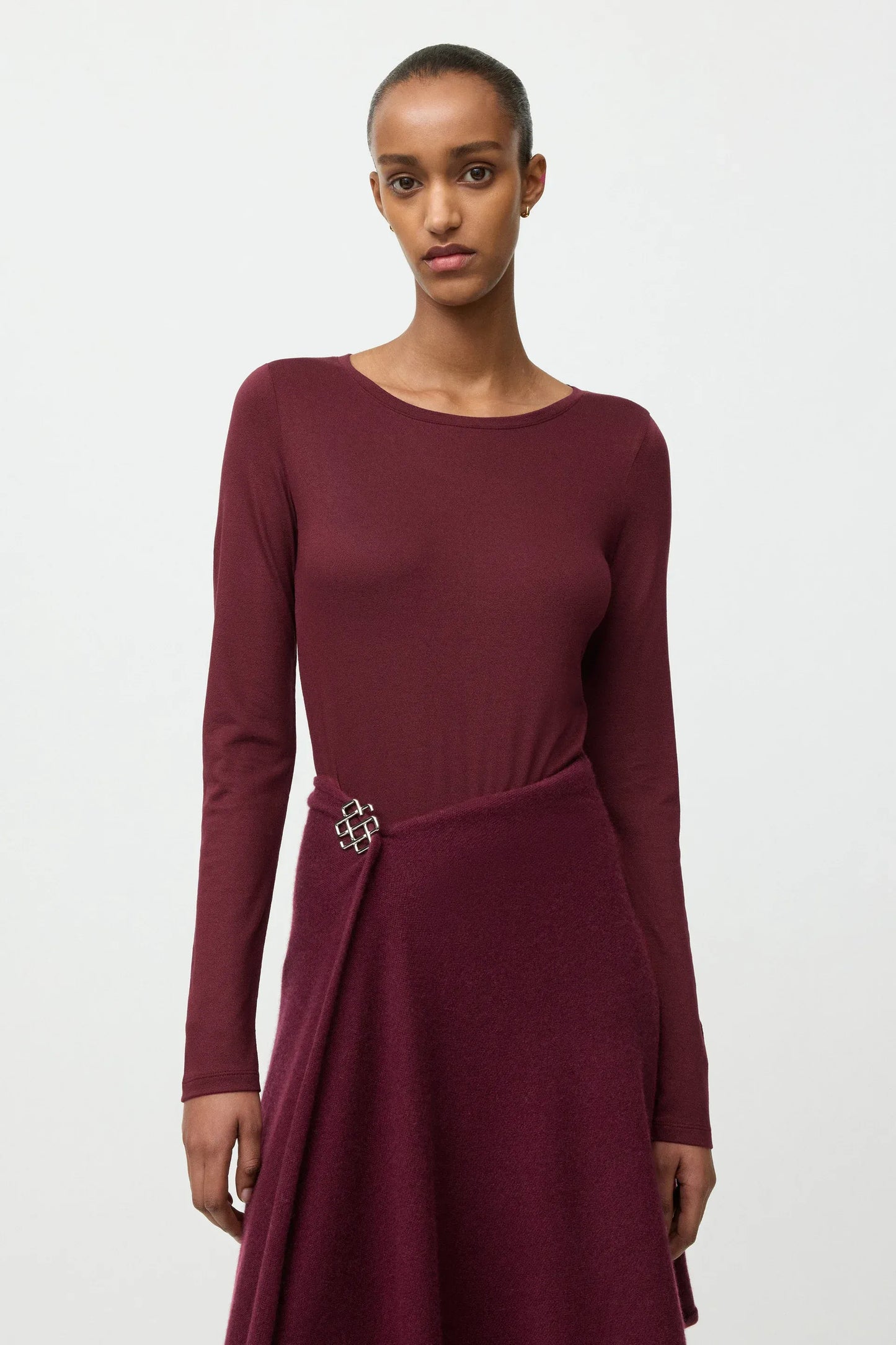 Longsleeve Lightweight Jersey Crewneck in Bordeaux