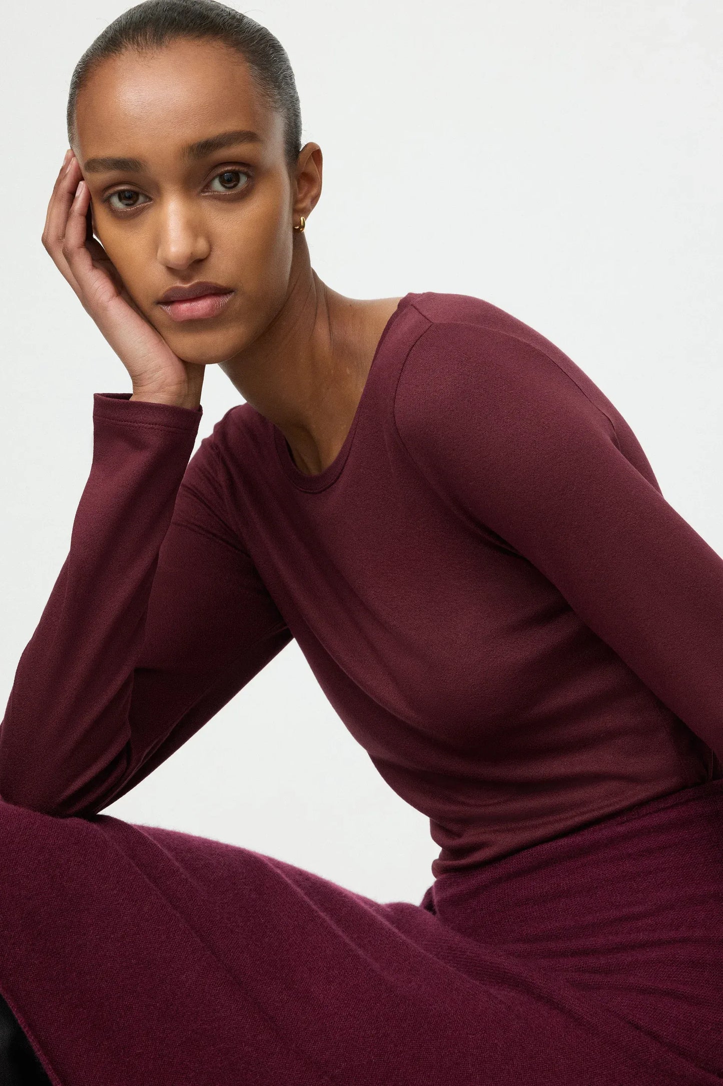 Longsleeve Lightweight Jersey Crewneck in Bordeaux