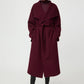 Mantel Long Coat in Bordeaux