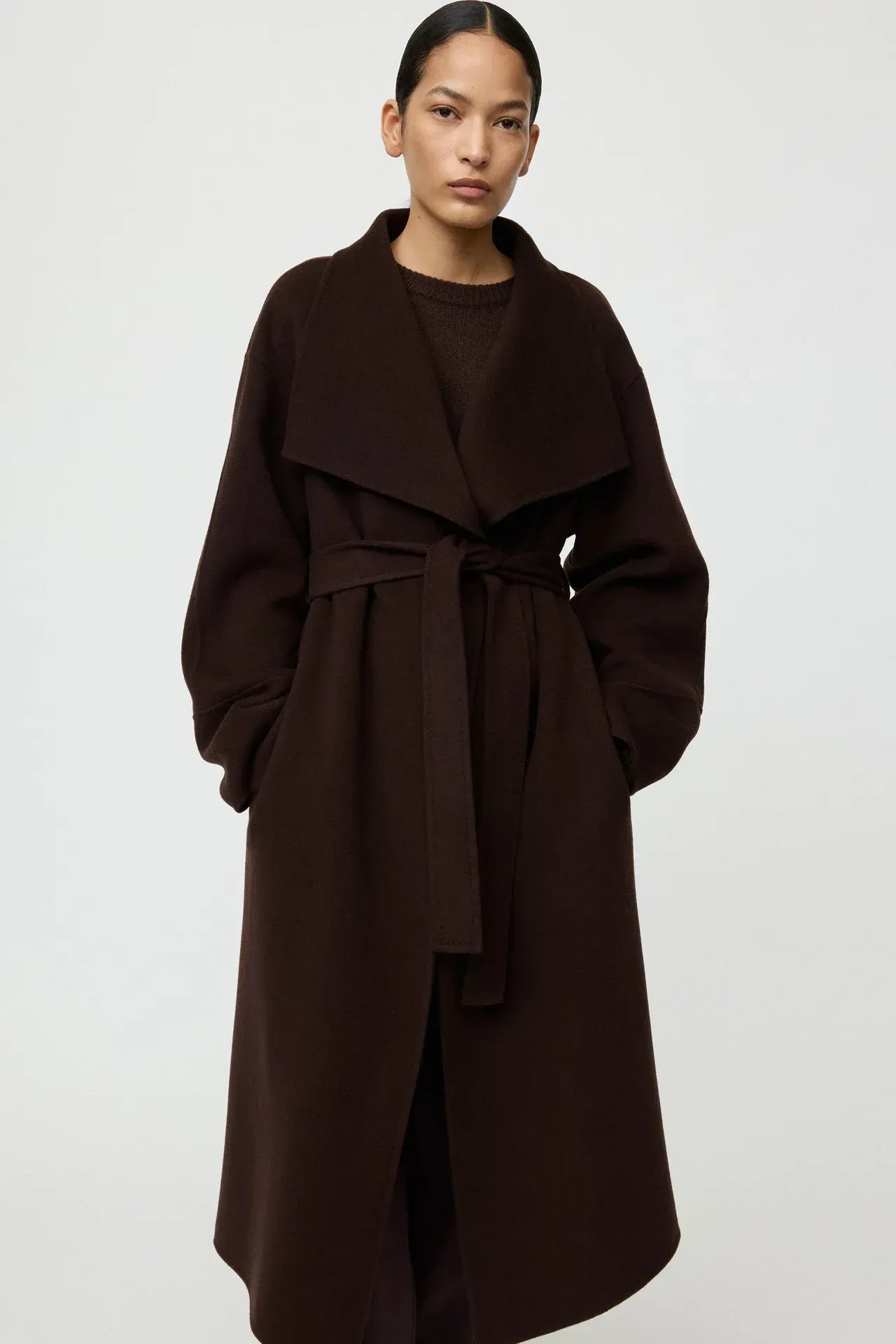 Mantel Long Coat in Mocha