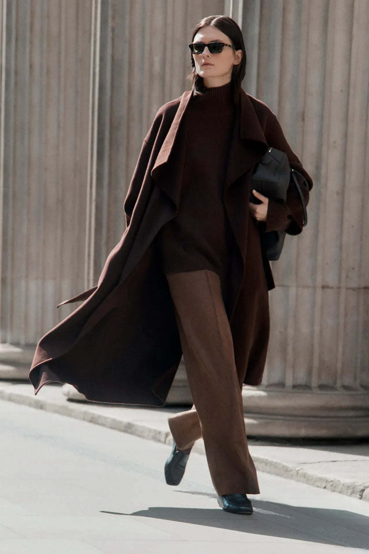 Mantel Long Coat in Mocha