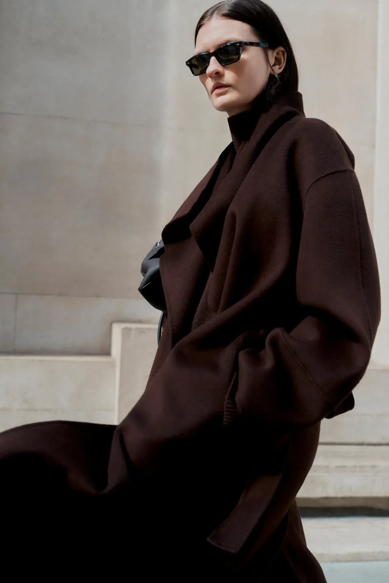 Mantel Long Coat in Mocha
