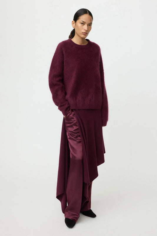 Pullover Brushed Boyfriend Crewneck in Bordeaux