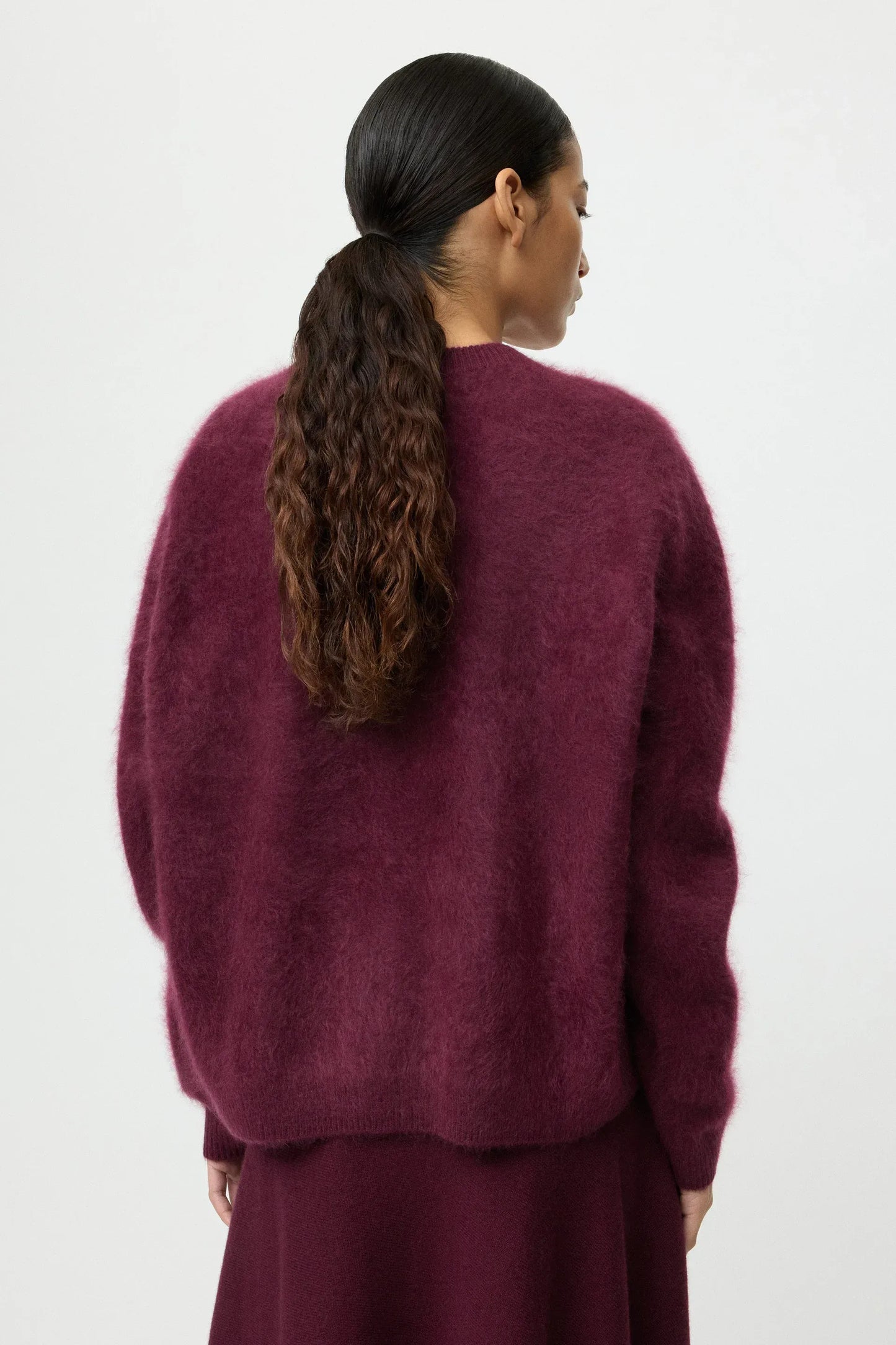 Pullover Brushed Boyfriend Crewneck in Bordeaux