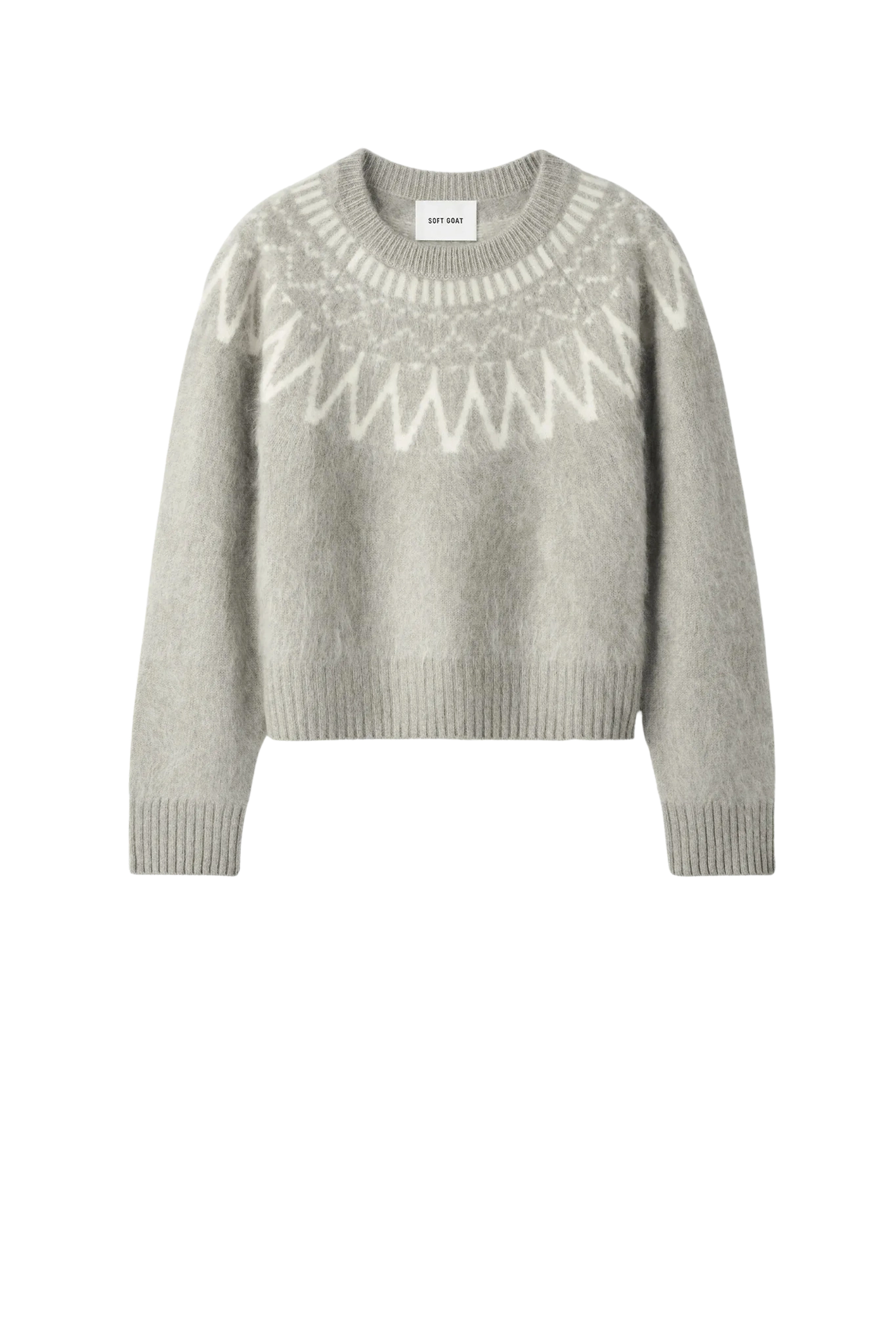Pullover Brushed Fair isle Crewneck in Greige