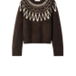 Pullover Brushed Fair isle Crewneck in Mocha