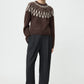 Pullover Brushed Fair isle Crewneck in Mocha