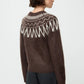 Pullover Brushed Fair isle Crewneck in Mocha