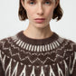 Pullover Brushed Fair isle Crewneck in Mocha