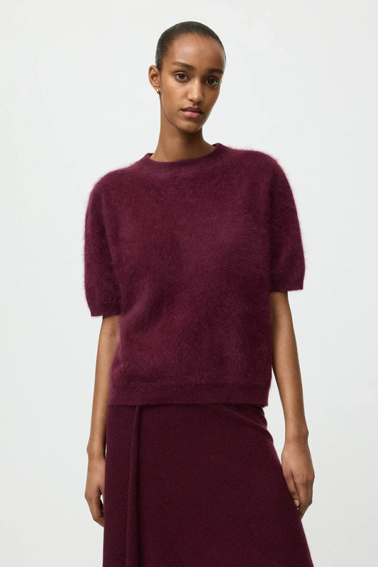 Pullover Brushed Short Sleeve in Bordeaux