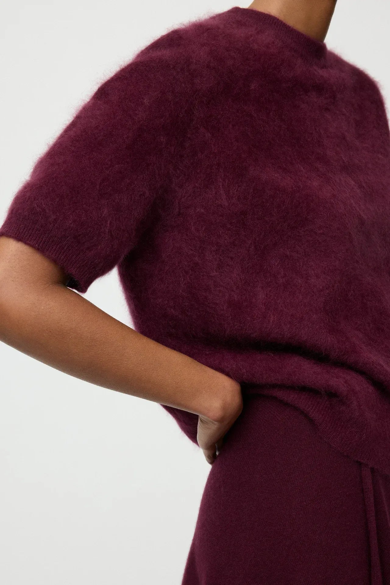 Pullover Brushed Short Sleeve in Bordeaux