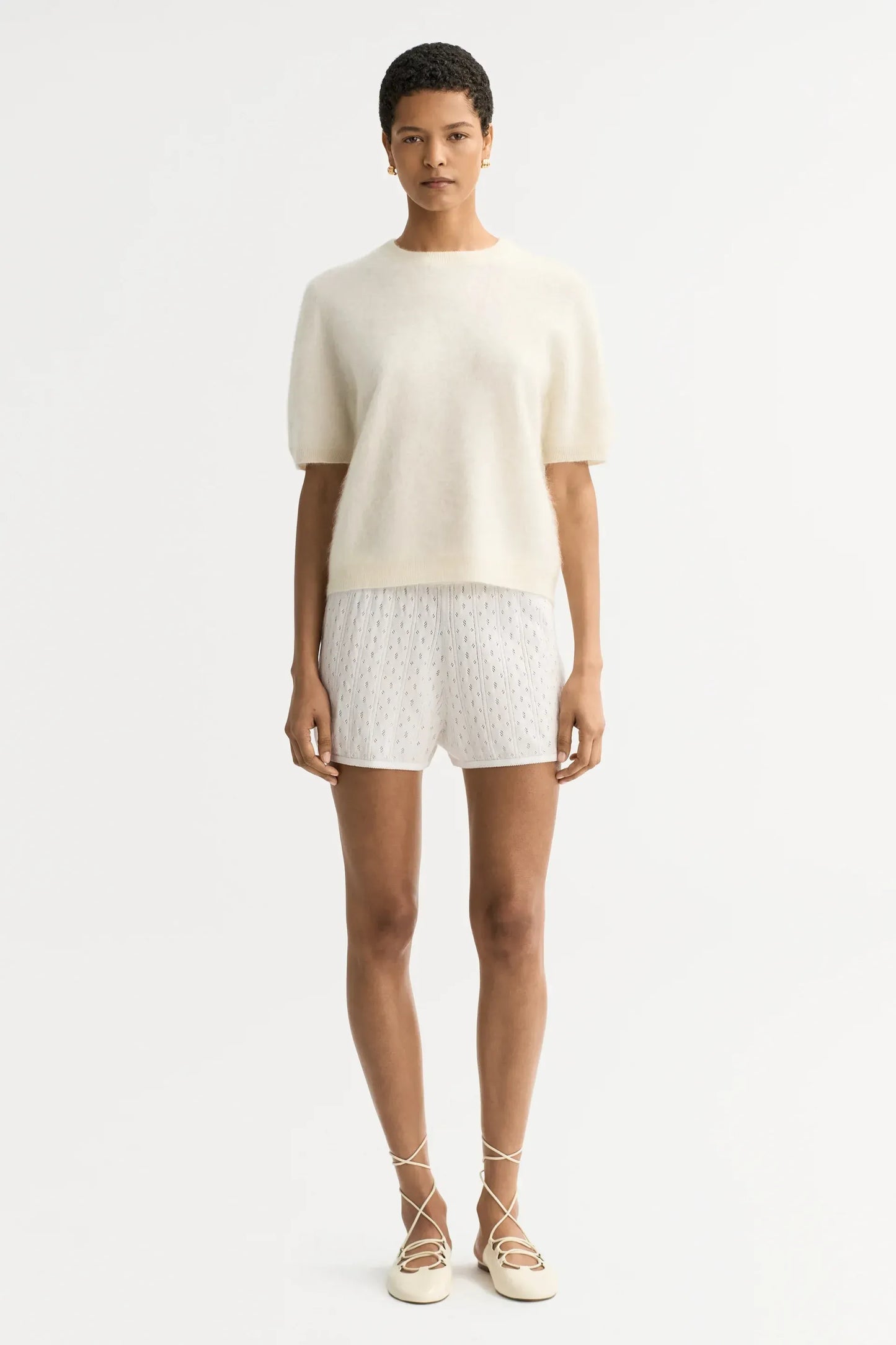 Pullover Brushed Short Sleeve in Featherwhite
