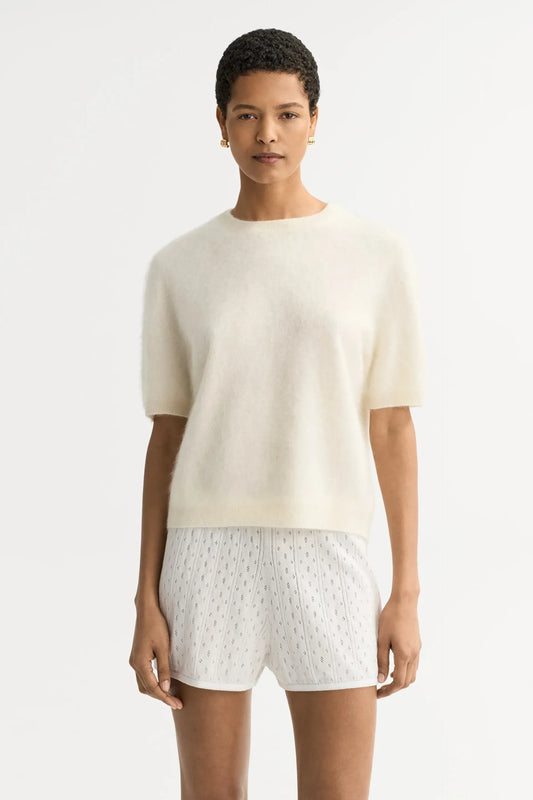 Pullover Brushed Short Sleeve in Featherwhite