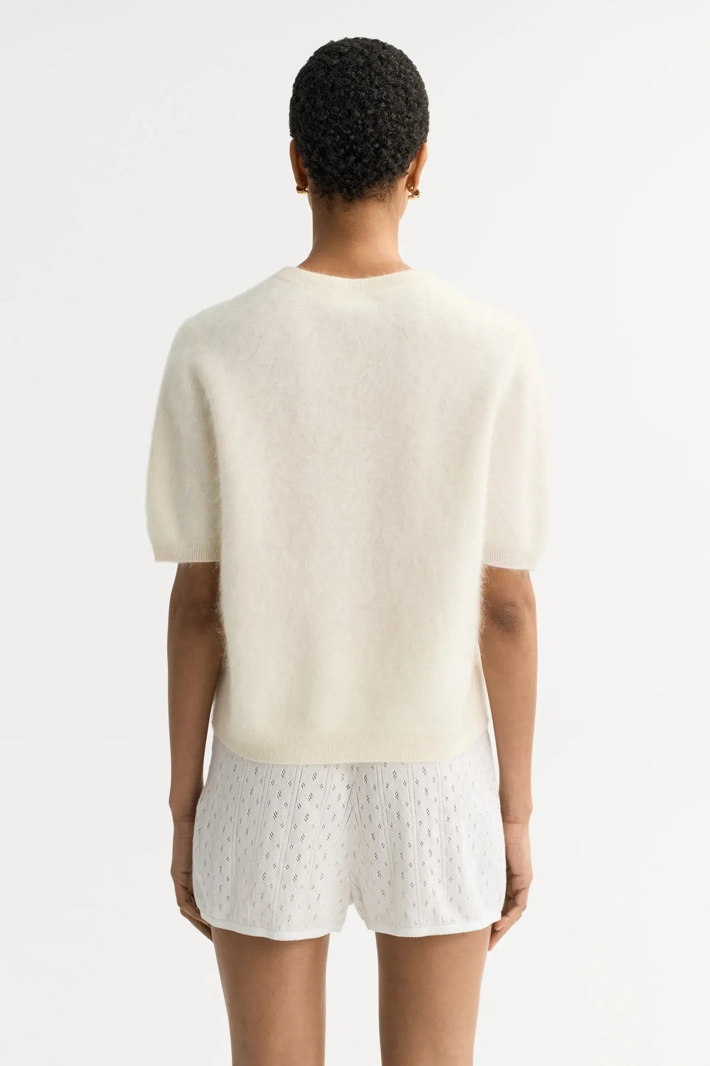 Pullover Brushed Short Sleeve in Featherwhite