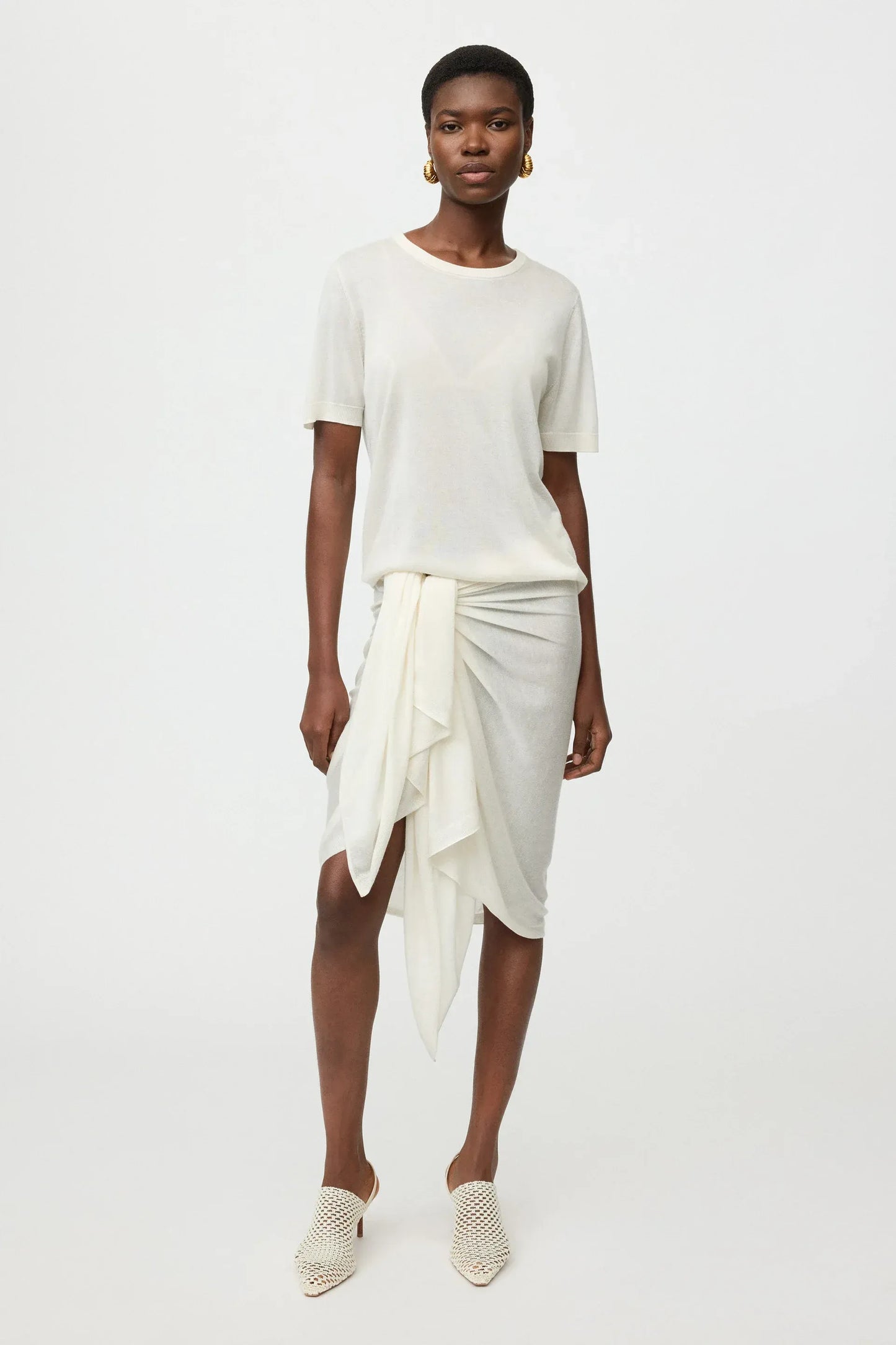Pullover Brushed Short Sleeve in Featherwhite