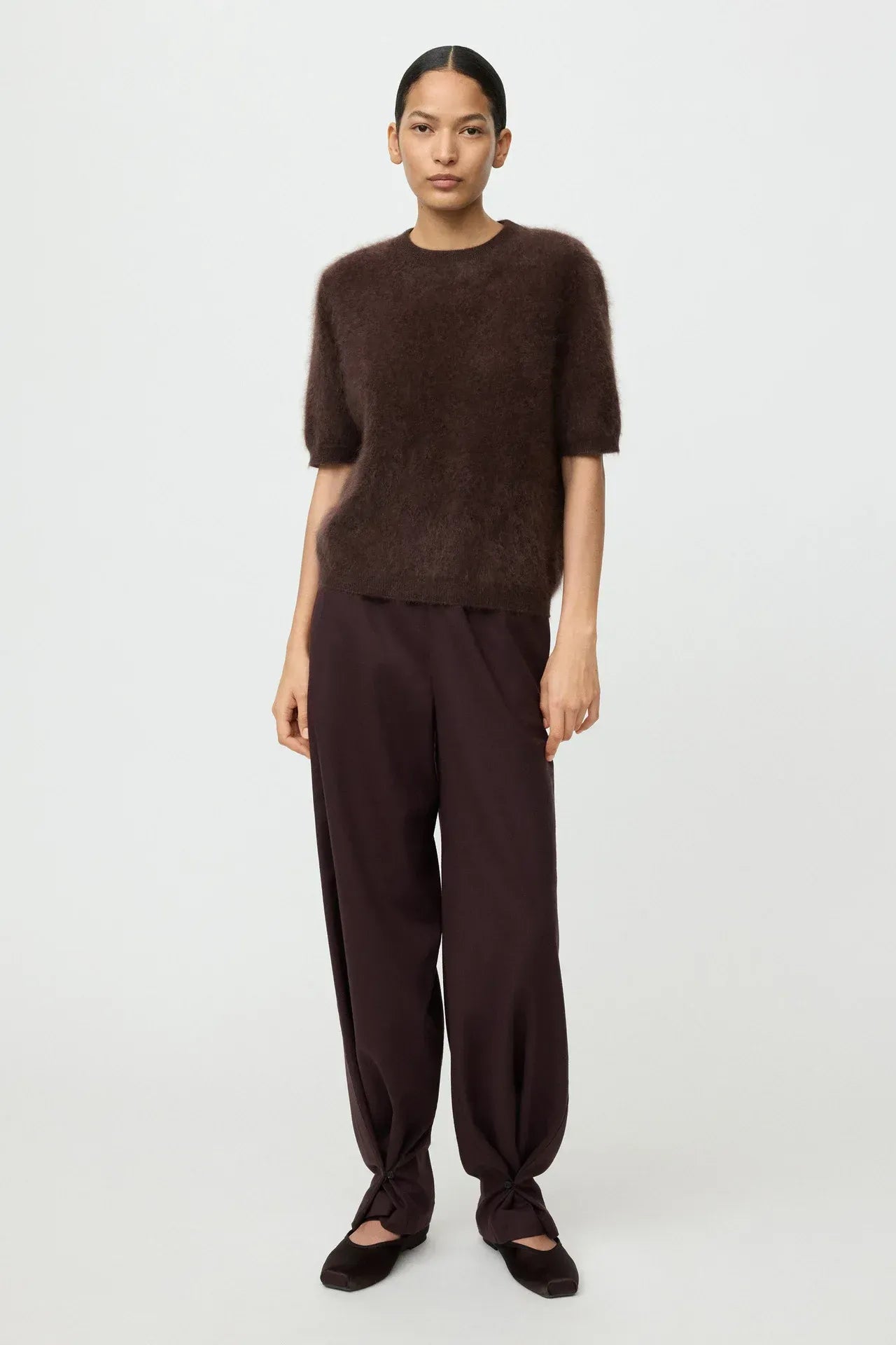 Pullover Brushed Short Sleeve in Mocha