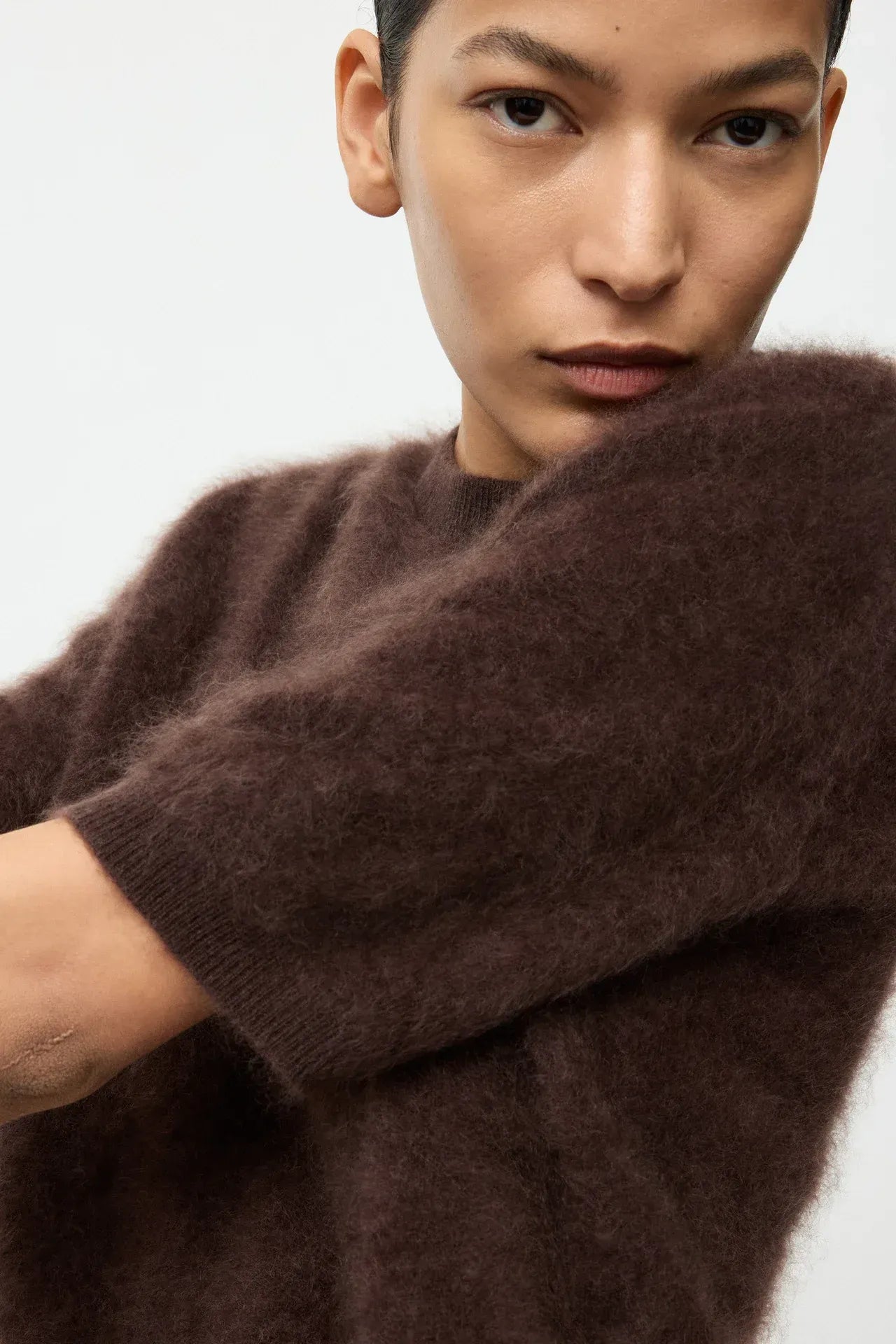 Pullover Brushed Short Sleeve in Mocha