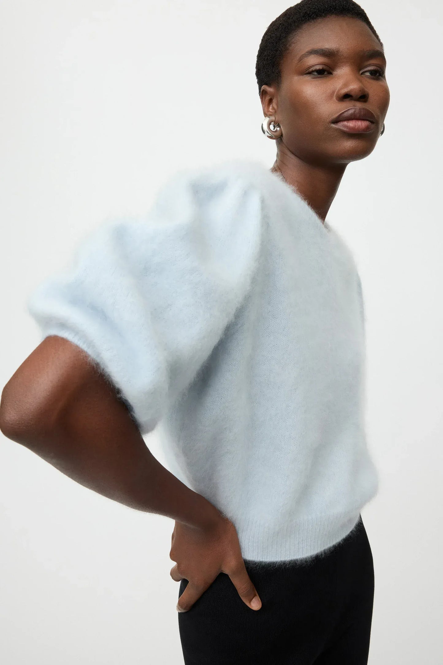 Pullover Brushed Top in Ice Blue