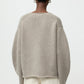 Pullover Puff Sleeve V-Neck in Greige