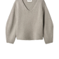 Pullover Puff Sleeve V-Neck in Greige